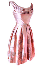 Elegant 1950s Pink Satin Party Dress