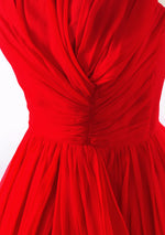 1950s Red Draped Silk Chiffon Party Dress - New!