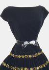 Striking Vintage 1950s Black Velvet Dress - New!
