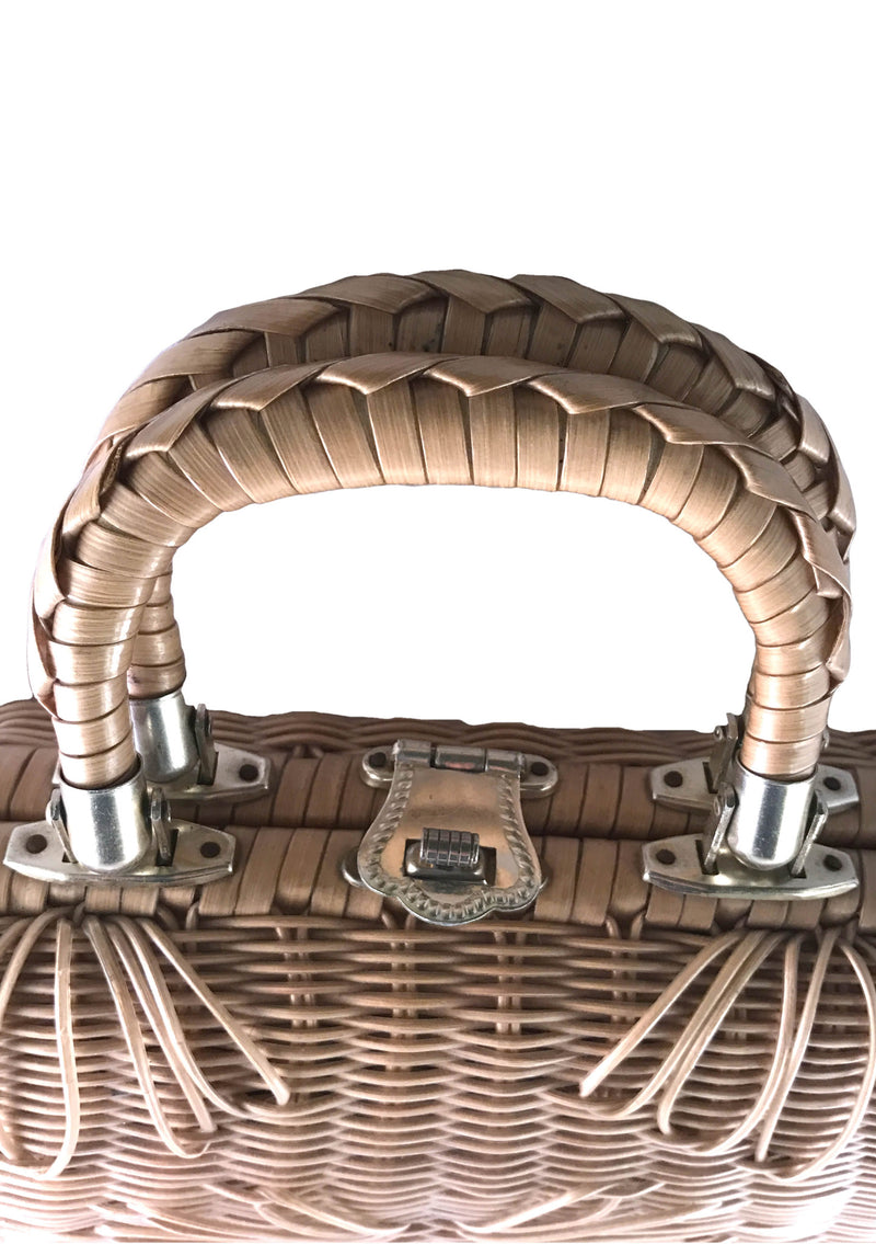 Vintage 1960s Natural Wicker Handbag - New!