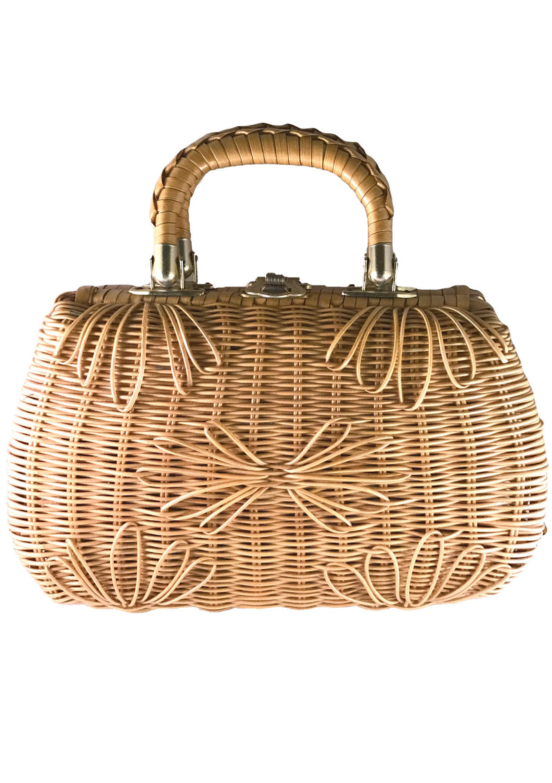 Vintage 1960s Natural Wicker Handbag - New!