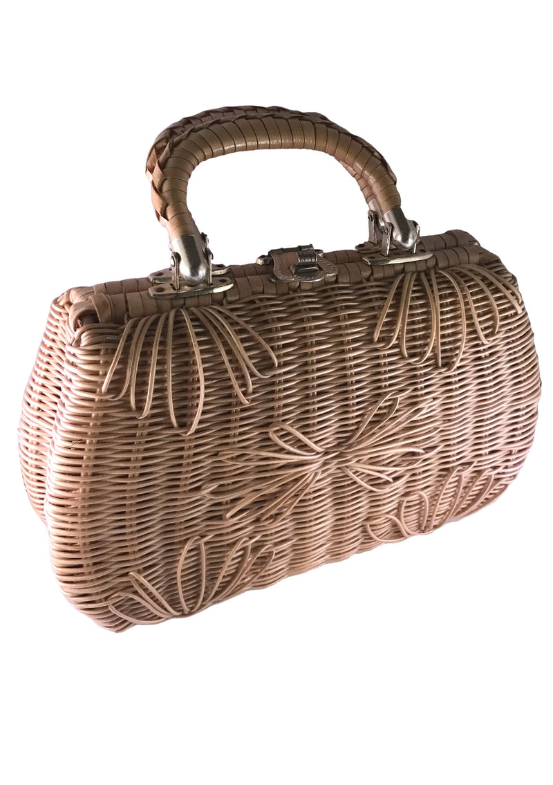 Vintage 1960s Natural Wicker Handbag - New!