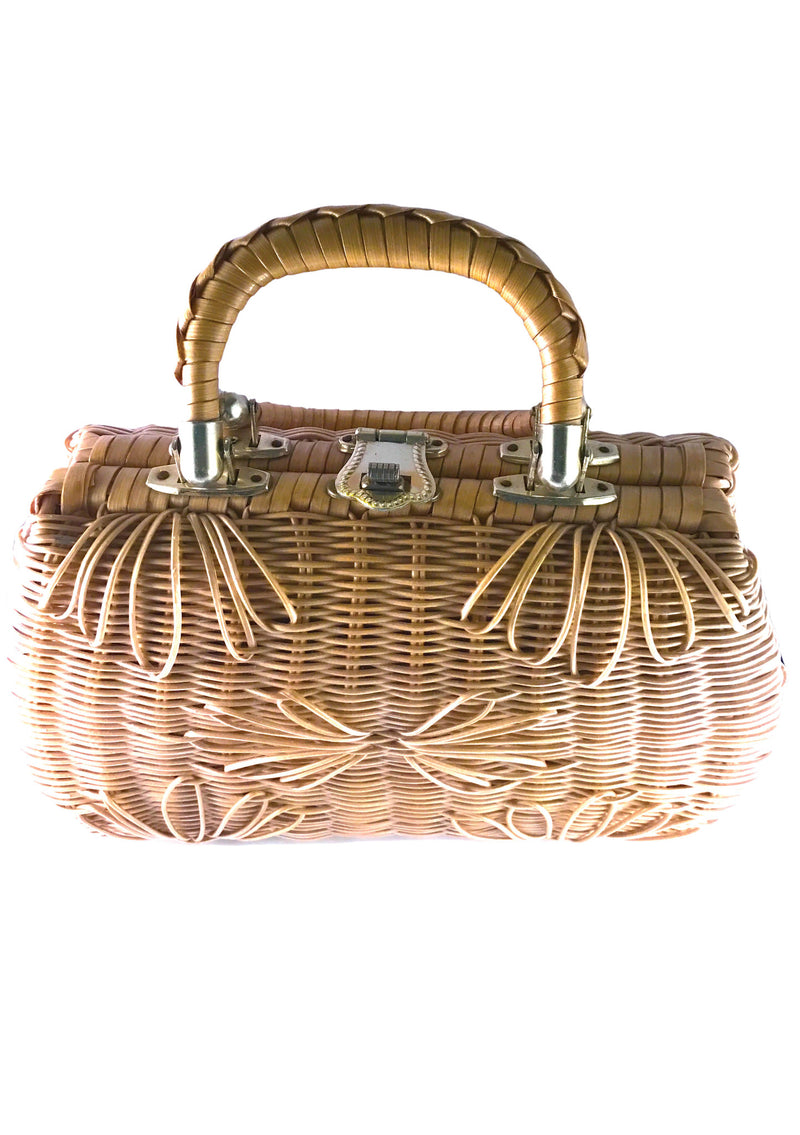 Vintage 1960s Natural Wicker Handbag - New!