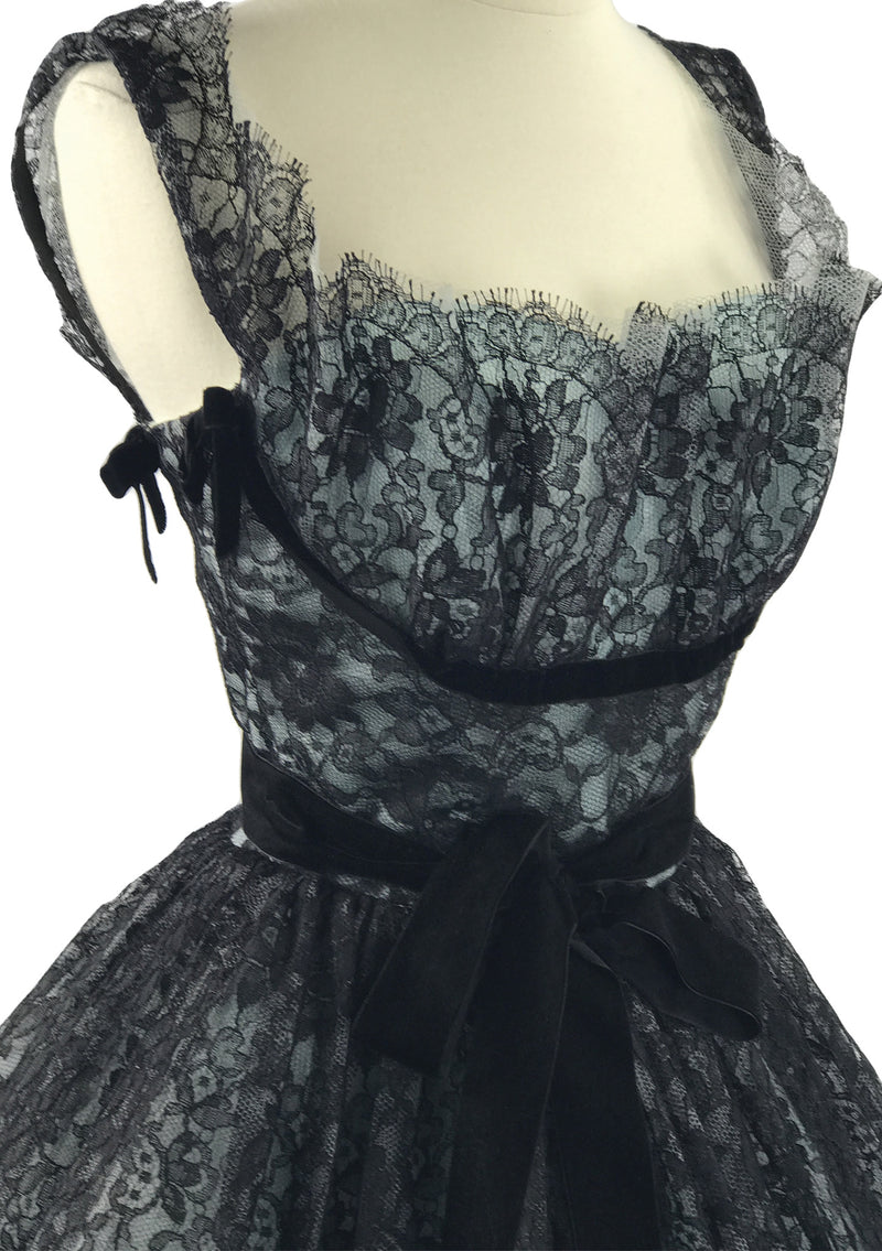 Exceptional Vintage 1950s Black Lace Party Dress - New!
