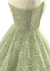 Vintage 1950s Pistachio Green Net Lace Party Dress - New!