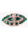 Deco Style Emerald and Clear Crystal Brooch - Sold