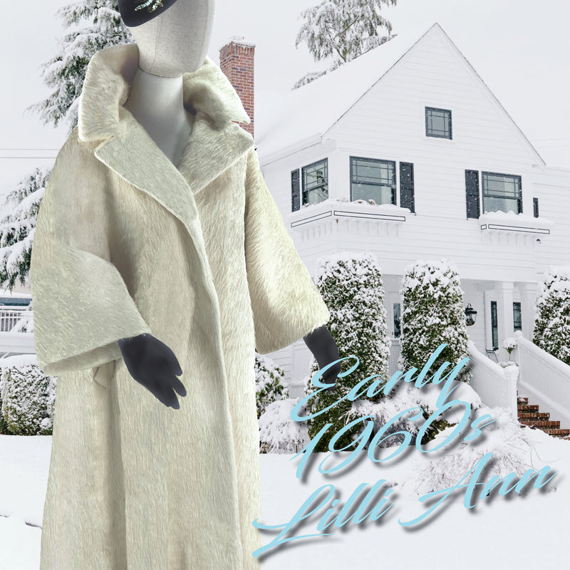 Vintage 1950s Lilli Ann Cream Mohair Designer Coat - NEW!