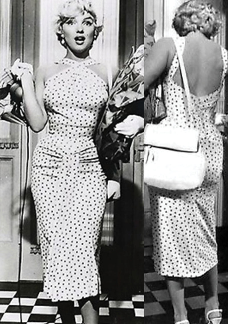 Recreation of Marilyn Monroe's White & Black Spot Day Dress - New!