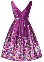 Recreation of 1950s Merlot Floral Butterfly Party Dress - New!
