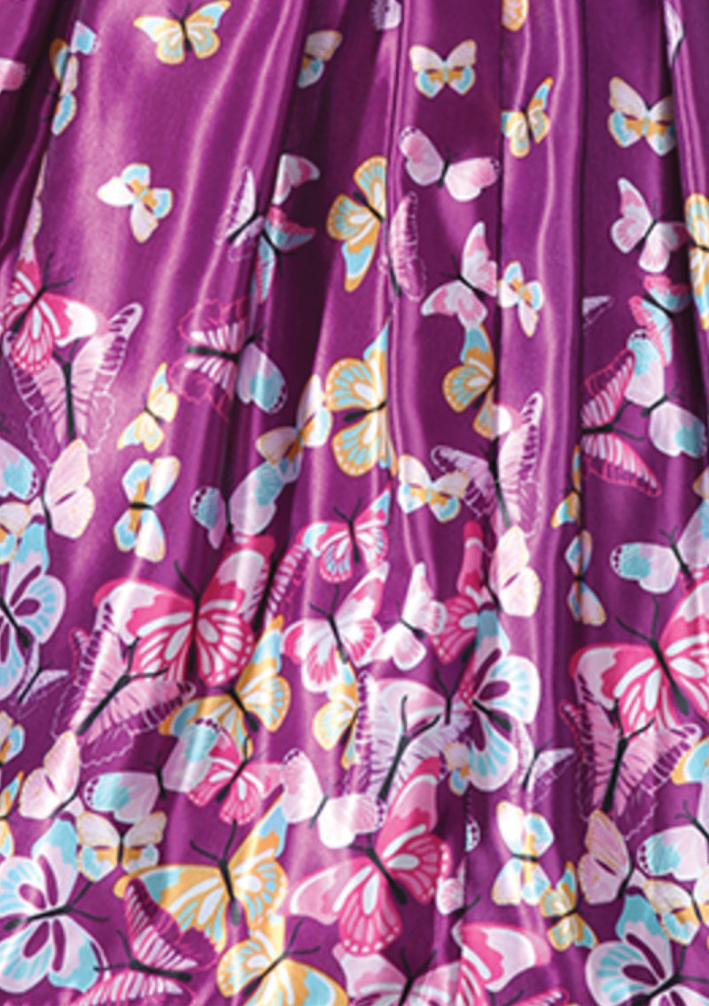 Recreation of 1950s Merlot Floral Butterfly Party Dress - New!