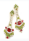Garnet and Olivine Green Crystal Earrings - Sold!