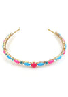 Pink and Blue Neon Glass Czech Headband