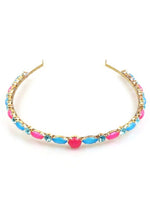 Pink and Blue Neon Glass Czech Headband