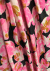 Vintage 1950s Pink and Black Rose Floral Silk Day Dress - New!
