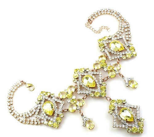 Topaz and Clear Czech Rhinestone Choker Necklace