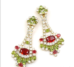Garnet and Olivine Green Crystal Earrings - Sold!