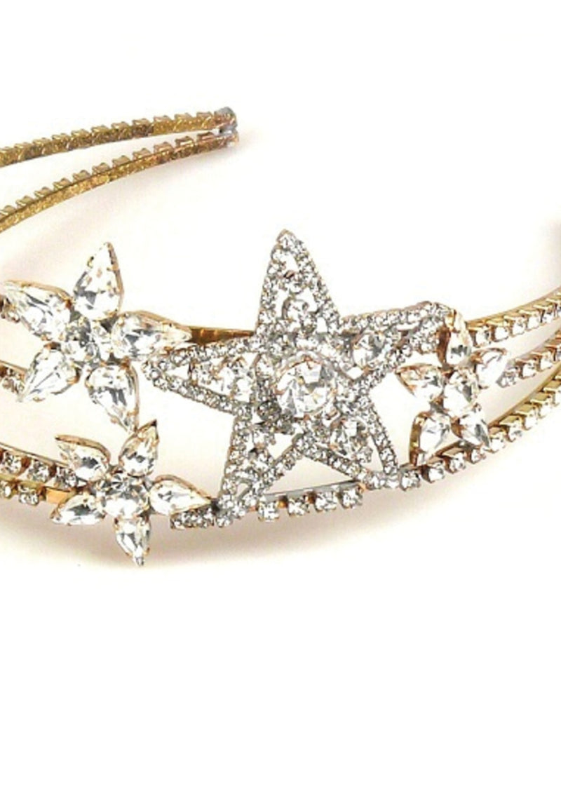 Striking Czech Clear Crystal Stars Headband - New!