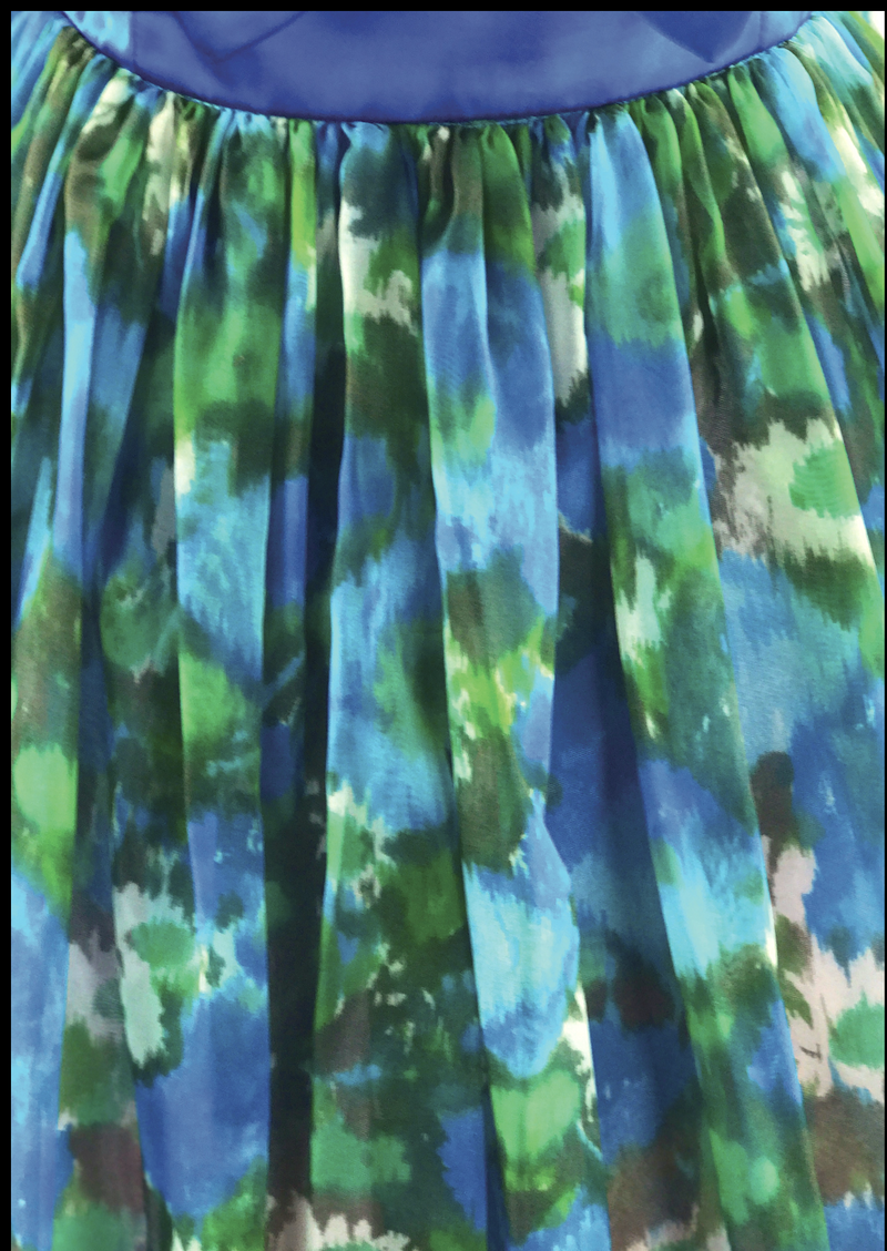 Vintage 1950s Blue Floral Chiffon Party Dress - New! (SOLD)
