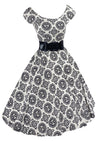 1950's Jerry Gilden B&W Medallion Print Cotton Dress - New!