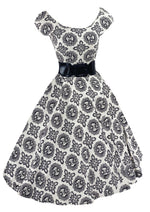 1950's Jerry Gilden B&W Medallion Print Cotton Dress - New!