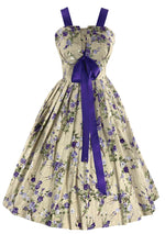 1950s Strapless Purple Floral Print Party Dress- New!