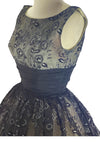 Late 1950s to Early 1960s Black Flocked Chiffon Party Dress- New!