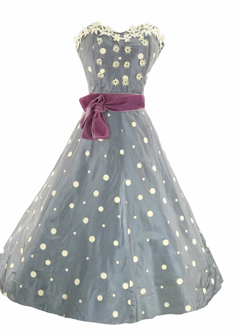 1950's Blue & White Micro Herringbone Dress Ensemble  - New!