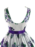 1950s Violets on White Waffle Weave Cotton Dress - New! (ON HOLD)
