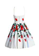 Vintage 1950s Red Roses Pique Cotton Dress  - New!