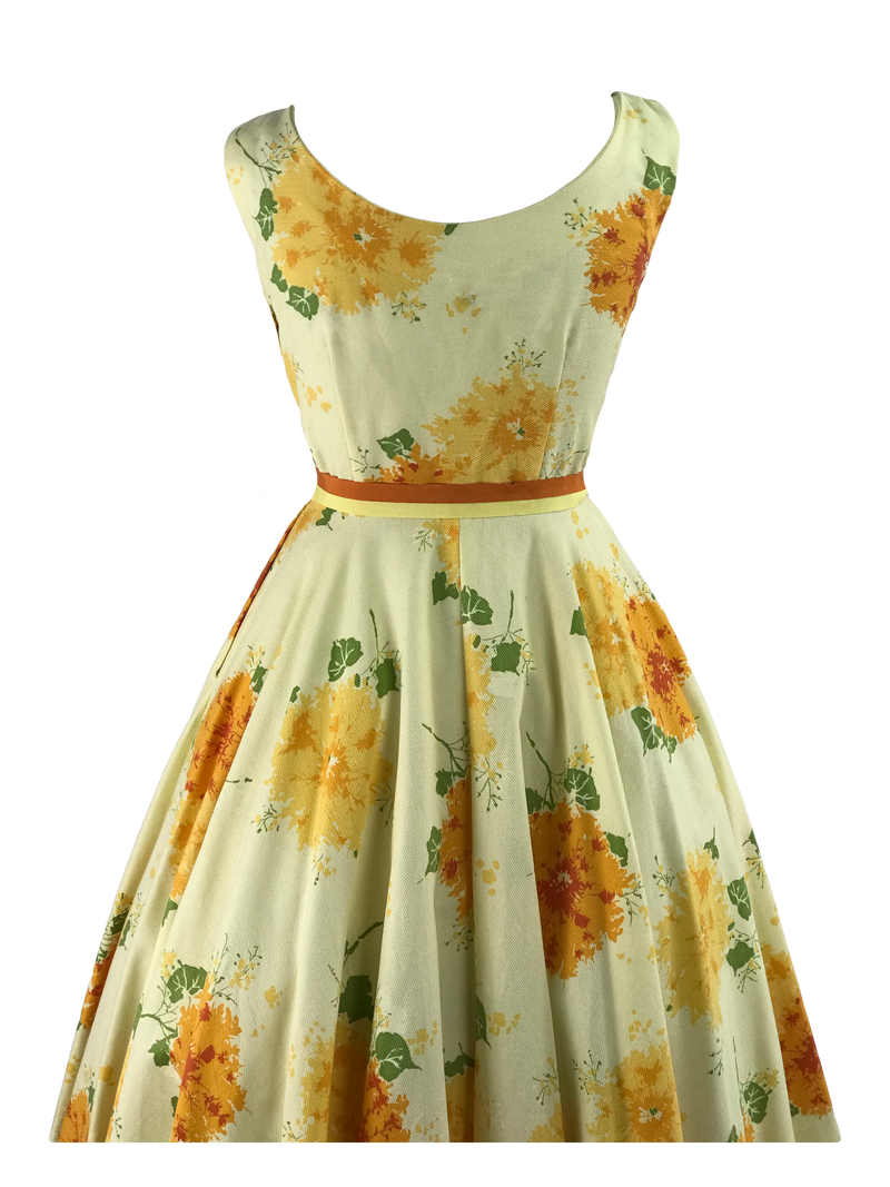 Rare 1950s Yellow Floral Jerry Gilden Dress Ensemble - New!