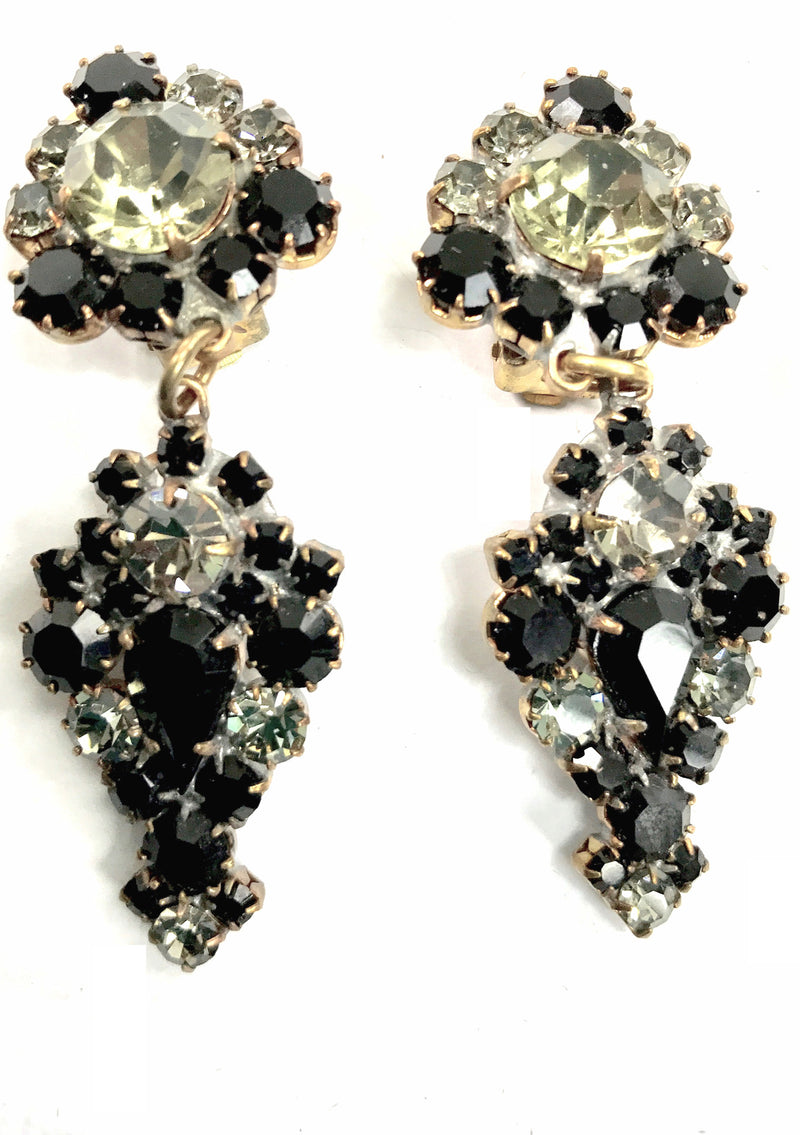 Classic Onyx and Clear Crystal Drop Earrings - New!