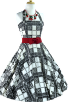 1950's Black/White Atomic Print Cotton Halter Dress  - New!