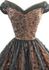 Breathtaking 1950s Black Flocked Glitter Nylon  Party Dress - New!