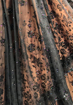 Breathtaking 1950s Black Flocked Glitter Nylon  Party Dress - New!
