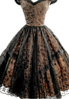 Breathtaking 1950s Black Flocked Glitter Nylon  Party Dress - New!