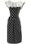 Vintage 1980s Black & White Spots Cotton Day Dress - New!