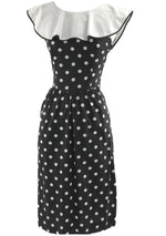 Vintage 1980s Black & White Spots Cotton Day Dress - New!