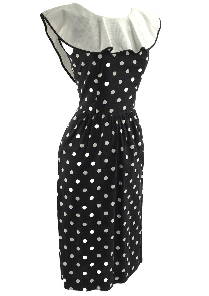 Vintage 1980s Black & White Spots Cotton Day Dress - New! Coutura Vintage Vintage 1980s Black & White Spots Cotton Day Dress - New! Coutura Vintage