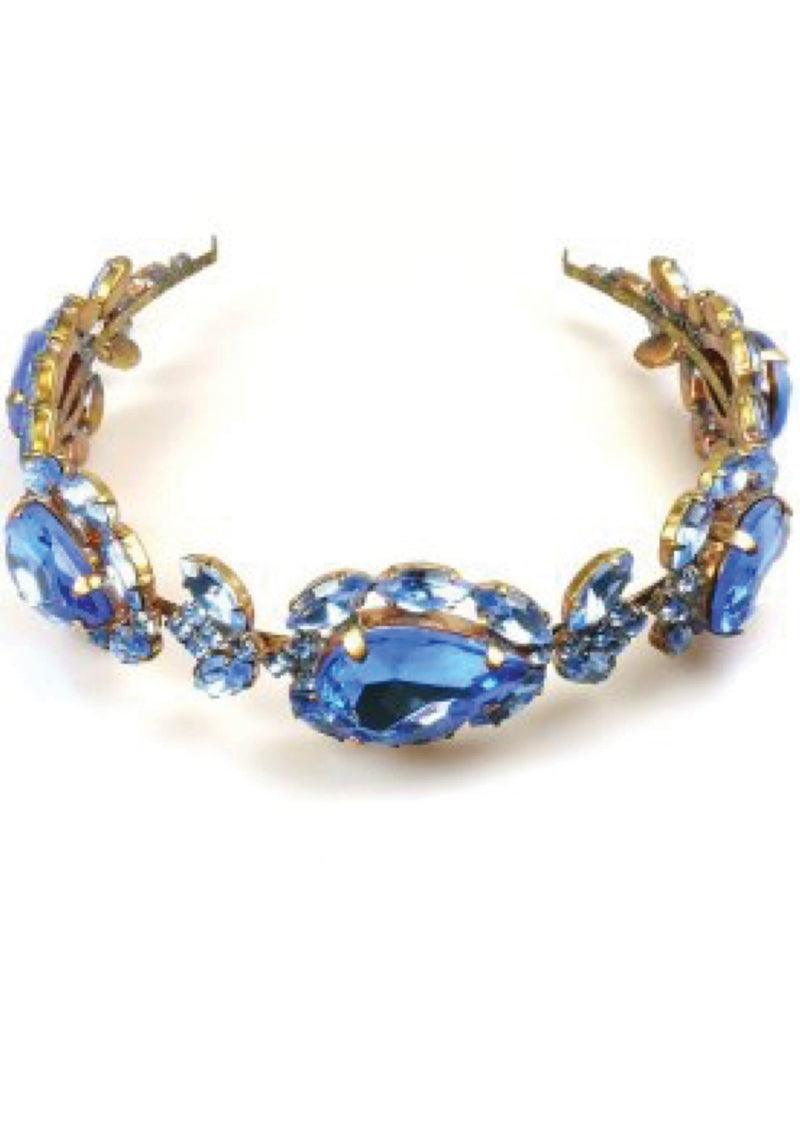 Beautiful Sapphire Blue Glass Crystal Headband - New!