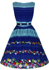 Re-creation of 1950s Blue Striped Floral Day Dress - New!