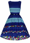 Re-creation of 1950s Blue Striped Floral Day Dress - New!
