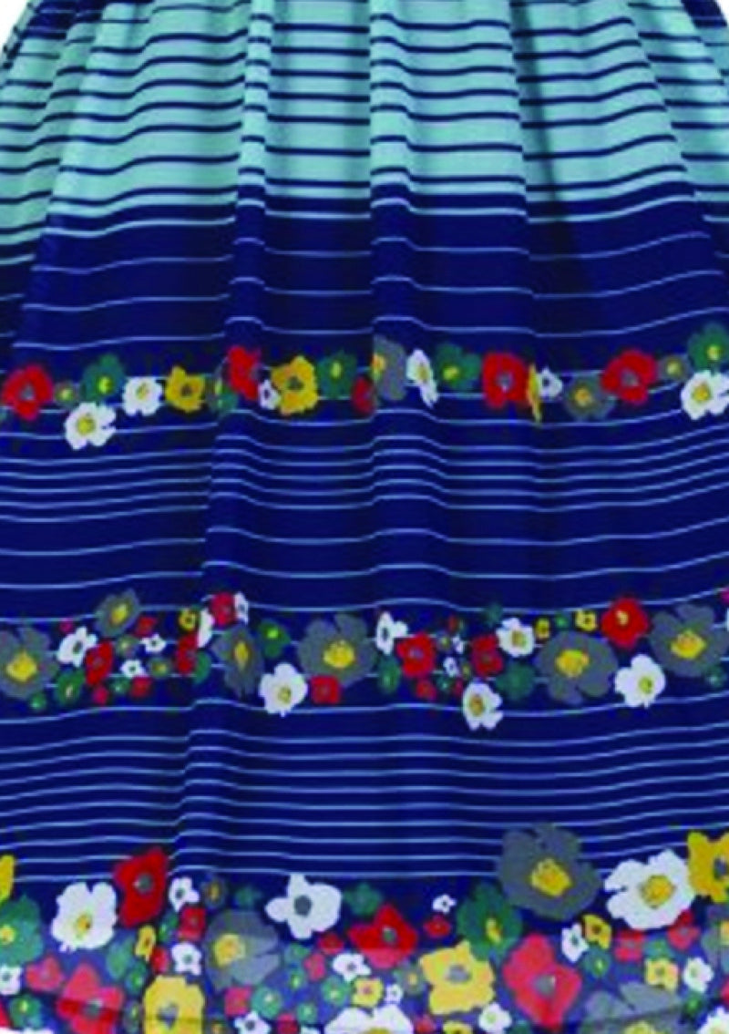 Re-creation of 1950s Blue Striped Floral Day Dress - New!