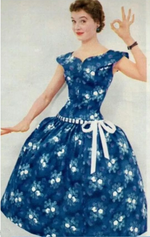 Vintage 1955 Blue Floral Teena Paige Dress- NEW!
