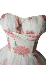 Vintage 1950s Pink Hydrangea Chiffon Party Dress - New!