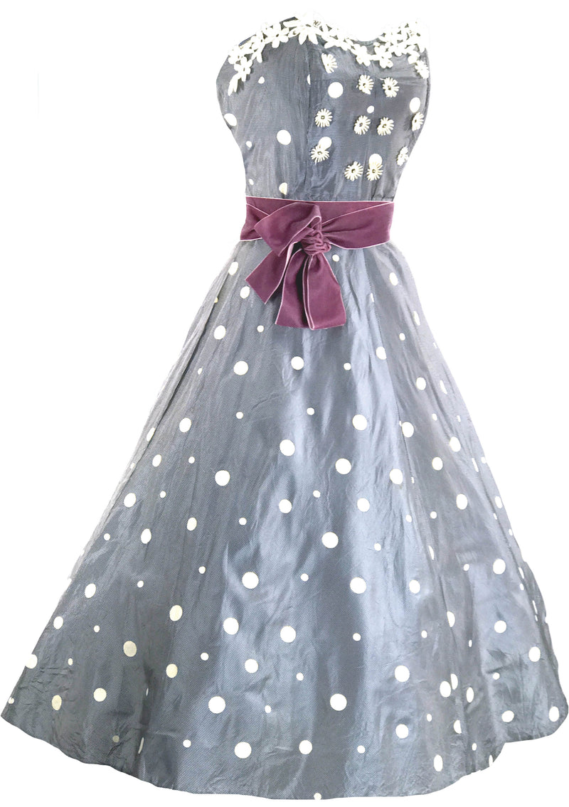 1950's Blue & White Micro Herringbone Dress Ensemble  - New!