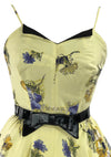 1950s Daffodil Yellow Floral Cotton Dress Ensemble - New!