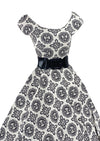 1950's Jerry Gilden B&W Medallion Print Cotton Dress - New!