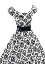 1950's Jerry Gilden B&W Medallion Print Cotton Dress - New!
