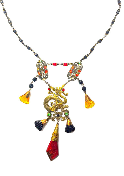 Vintage 1920s Oriental Dragon Necklace-New! (ON HOLD)
