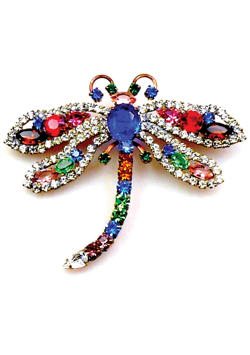 Beautiful Multi-Coloured Czech Dragonfly Brooch - New!